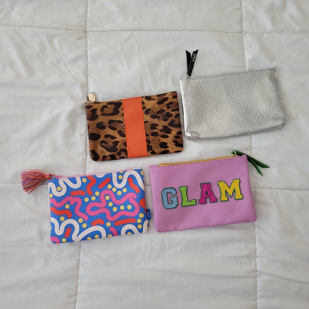 ipsy Cosmetic Bags Set - Leopard, Silver, Abstract, and Pink Glam